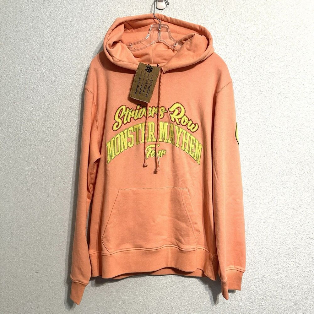 Strivers Row Monster Mayhem Tour Peach Pink Hoodie Mens Size Large Sweater New